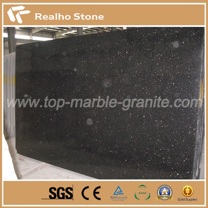 Indian Black Galaxy Granite Slabs for Kitchen Countertops
