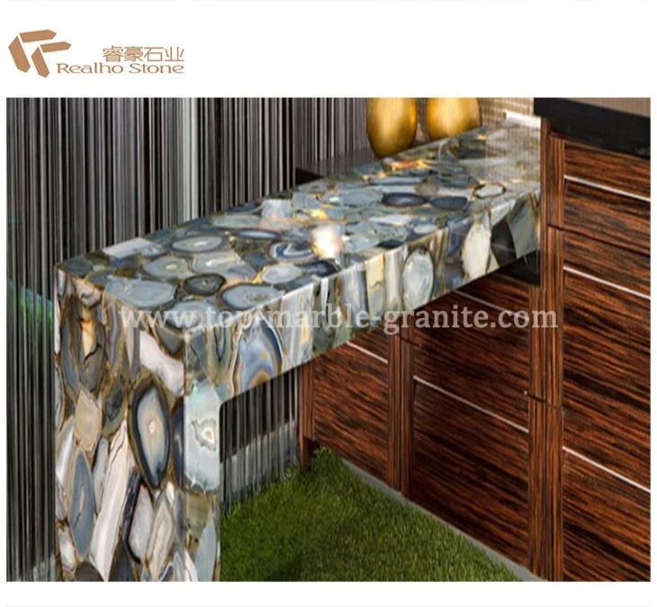 Natural Semiprecious Gemstone Agate Bar Top