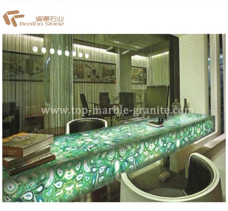 Natural Semiprecious Gemstone Agate Bar Top
