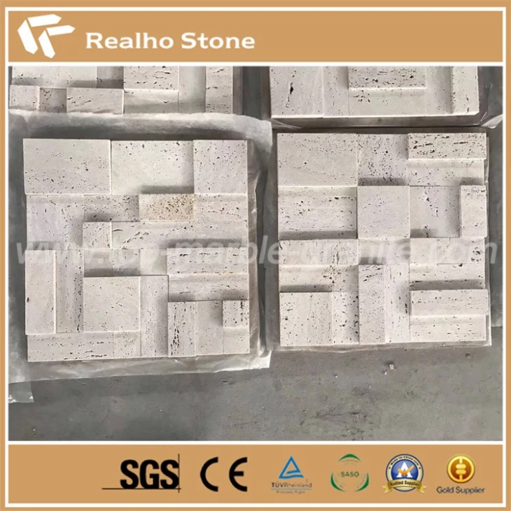Tumbled Travertine Square Shape Mosaic Floor Tiles