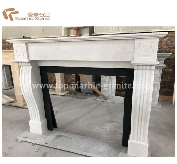 White Marble Stone Fireplace Mantel for Hotel Lounge
