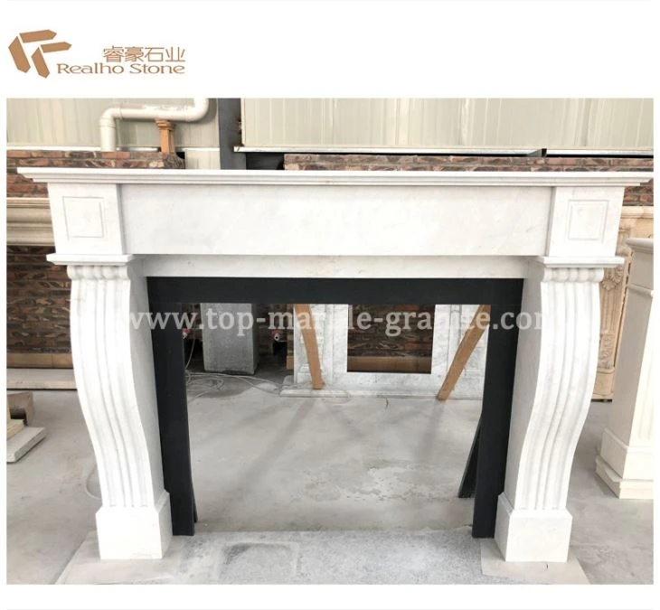 White Marble Stone Fireplace Mantel for VIP Lounge