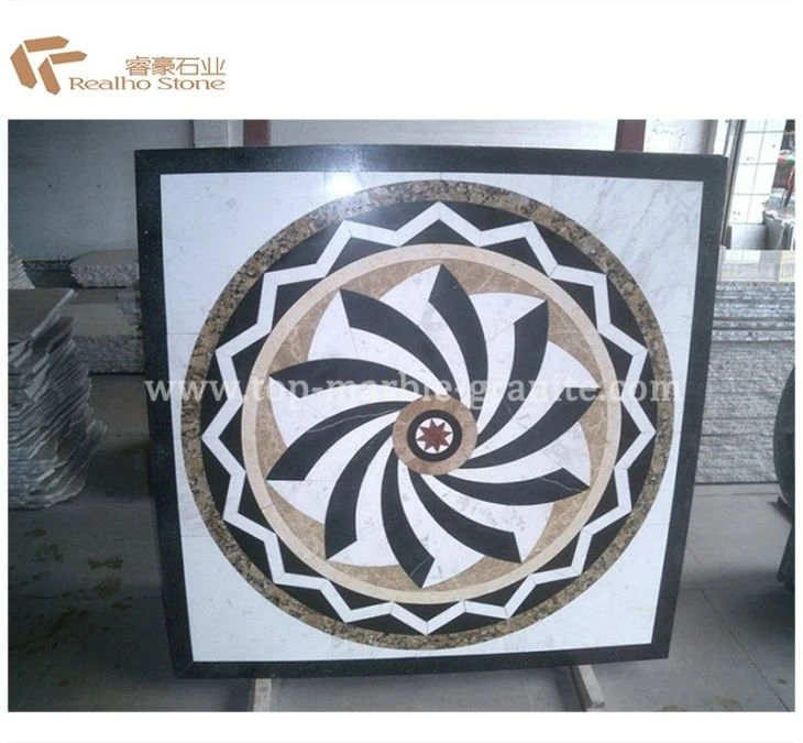 Mixed Marble Waterjet Mosaic Tile Floor Pattern