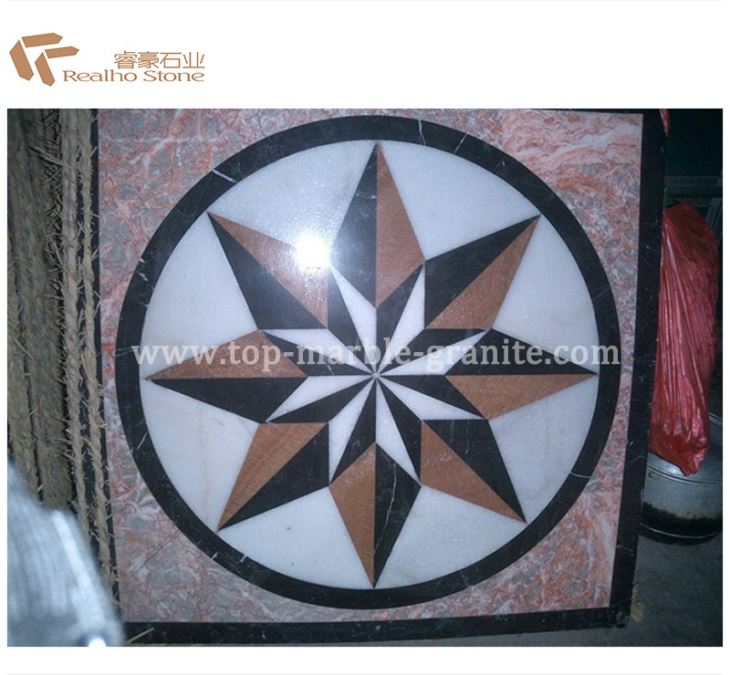 Mixed Marble Waterjet Mosaic Tile Floor Pattern