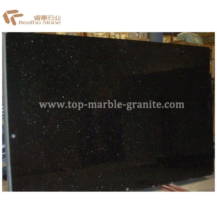 Polished Black Galaxy Granite Slab